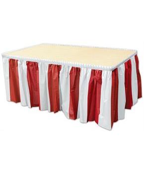 Red & White Stripes Table Skirting