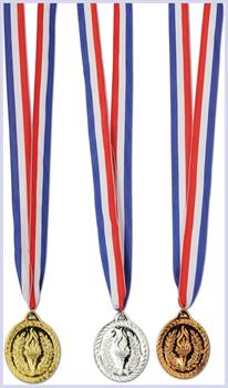Gold, Silver & Bronze Medals w/Ribbon