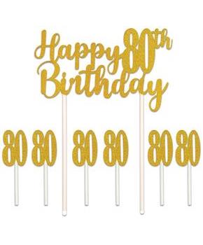 Happy "80th" Birthday Cake Topper