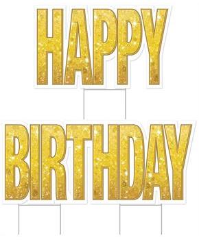 Plas Jumbo Happy Birthday Yard Sign Set
