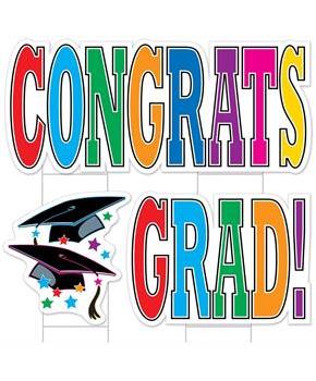 Plas Jumbo Congrats Grad! Yard Sign Set
