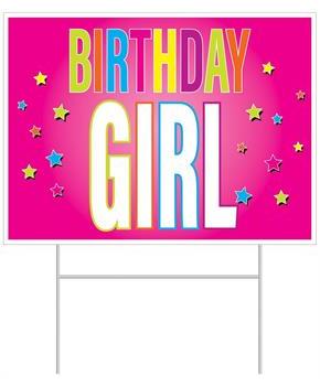 Plastic Birthday Girl Yard Sign