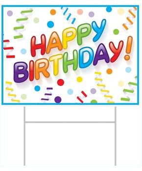 Plastic Happy Birthday! Yard Sign