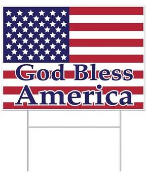 Plastic God Bless America Yard Sign