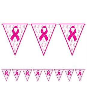 Pink Ribbon Pennant Banner