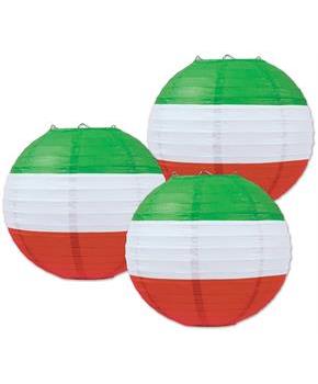 Red, White & Green Paper Lanterns
