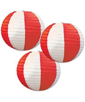 Red & White Stripes Paper Lanterns