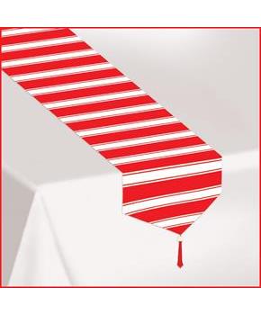 Printed Red & White Stripes Table Runner