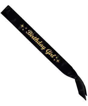 Glittered Birthday Girl Satin Sash