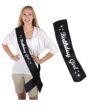 Glittered Birthday Girl Satin Sash