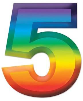 Multi-Color Plastic 3-D Number "5"