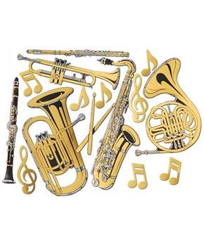 Gold Foil Musical Instrument Cutouts