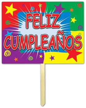 Plastic Feliz Cumpleanos Yard Sign