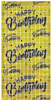 Happy Birthday Metallic Square Curtain