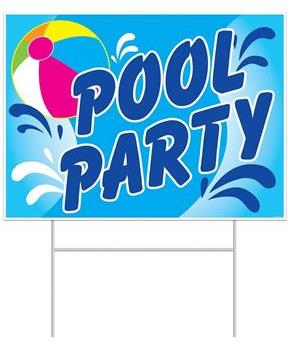 Plastic Pool Party Yard Sign