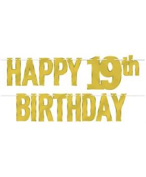 Foil Happy "19th" Birthday Streamer