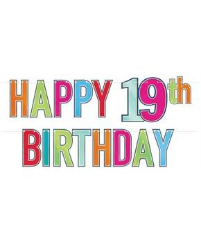 Foil Happy "19th" Birthday Streamer
