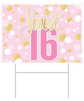 Plastic Sweet 16 Yard Sign