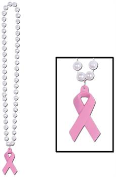 Beads w/Pink Ribbon Medallion