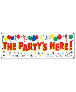 The Party's Here! Sign Banner