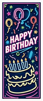 Neon Happy Birthday Door Cover