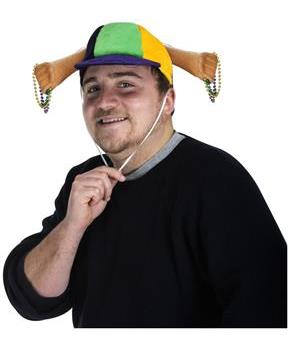 Plush Mardi Gras Beads Cap