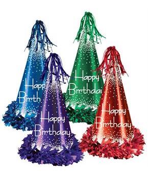 Fringed Foil Happy Birthday Party Hats