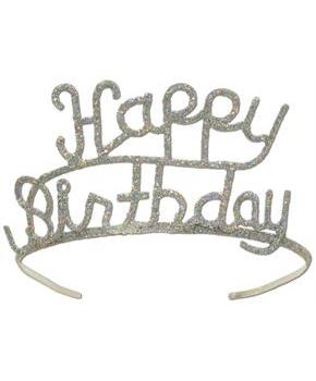 Glittered Metal Happy Birthday Tiara