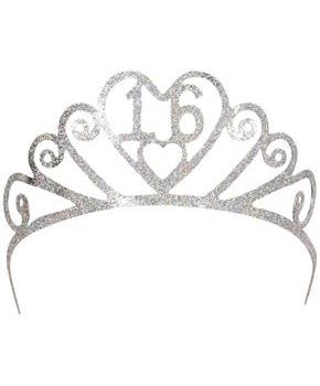 Glittered Metal "16" Tiara