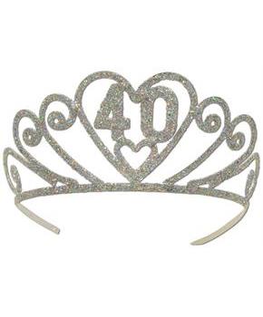 Glittered Metal "40" Tiara