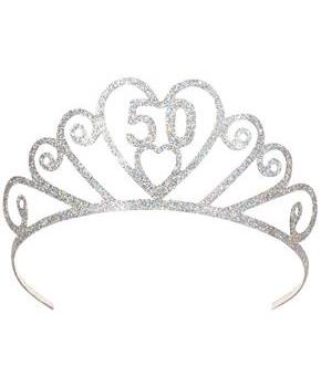Glittered Metal "50" Tiara