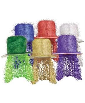 Tinsel Top Hat w/Curly Wig