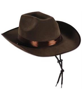 Faux Brown Leather Western Hat