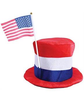 Plush Patriotic Top Hat w/American Flag