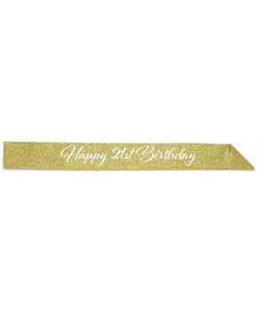 Happy "21st" Birthday Glittered Sash