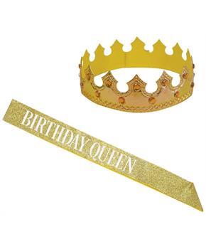 Birthday Queen's Crown & Gltrd Sash Set