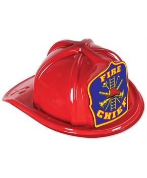 Red Plastic Fire Chief Hat