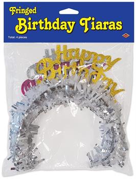 Pkgd Happy Birthday Tiaras w/Fringe