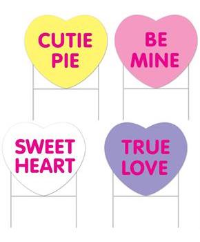 Plastic Candy Heart Yard Signs