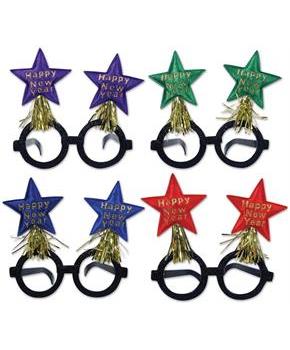 Glittered New Year Star Bopper Glasses