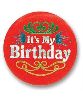 Red It's My Birthday Satin Button