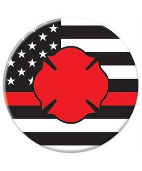 Firefighter Maltese Icon w/Flag Button