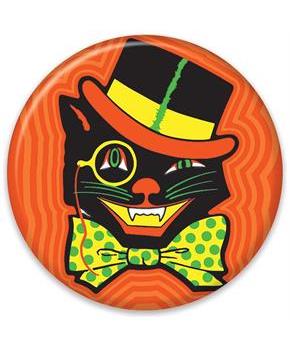 Vintage Halloween Cat Button