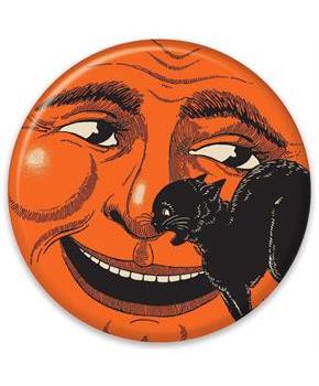 Vintage Halloween Cat & Moon Button