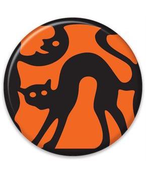 Vintage Halloween Cat Silhouette Button