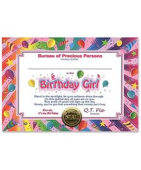 Birthday Girl Certificate