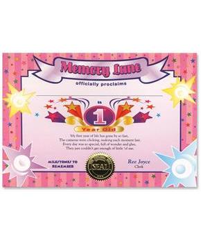 1 Year Old (Girl) Certificate