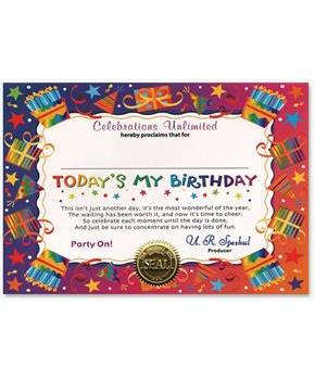 Today's My Birthday Certificate