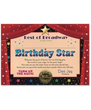 Birthday Star Certificate