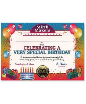 Very Special Birthday Certificate